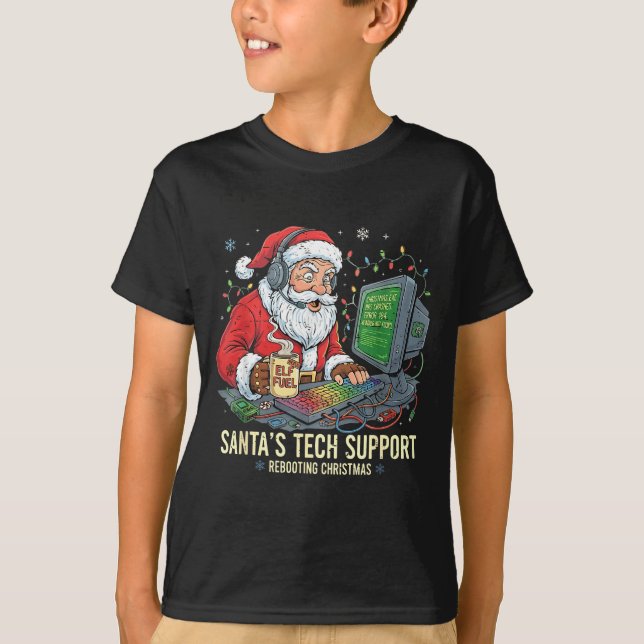 Teknisk Support Omstart s Dator Tomte Tomte Kul T Shirt (Framsida)