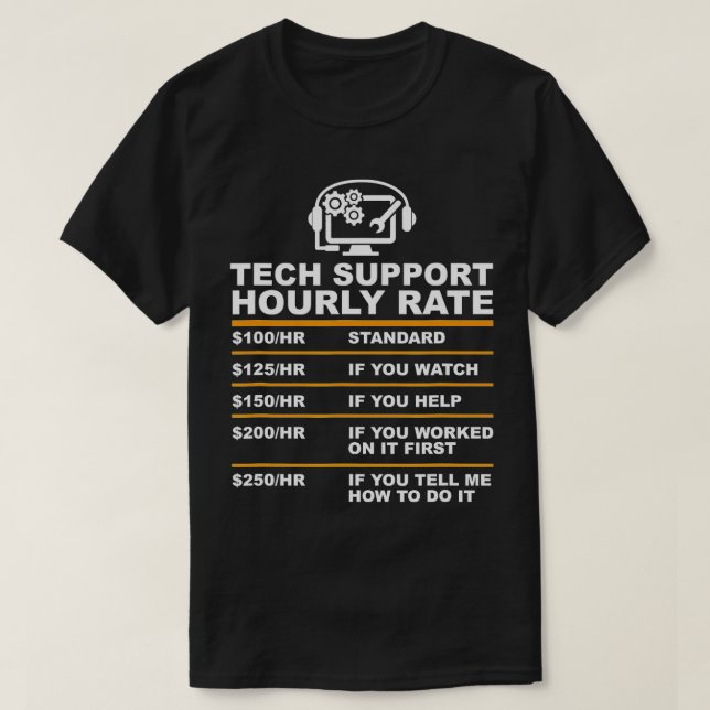 Teknisk support per timme, tekniska datorns Geek-g T Shirt (Design framsida)