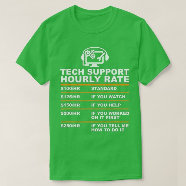 Teknisk support per timme, tekniska datorns Geek-g T Shirt (Design framsida)