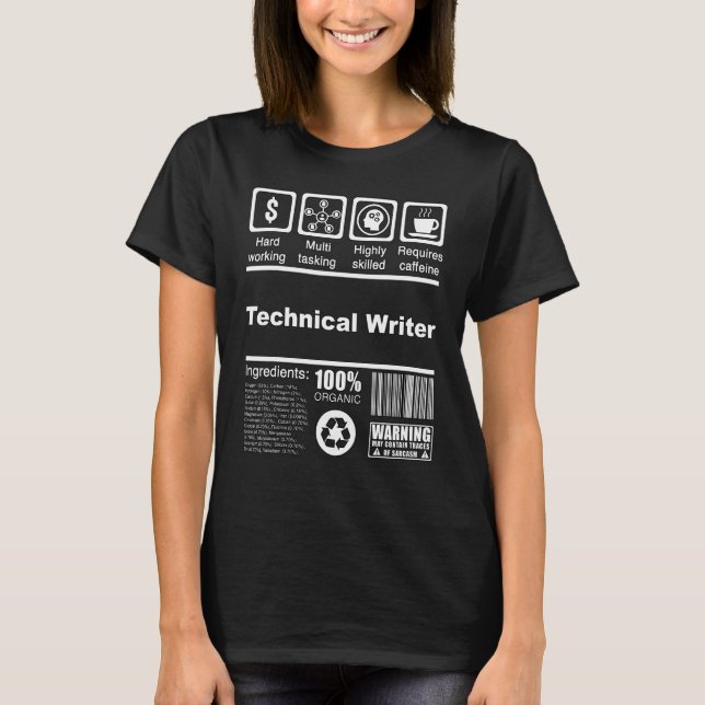 Tekniska skrivprogramsdetaljer för skrivprogram t shirt (Framsida)