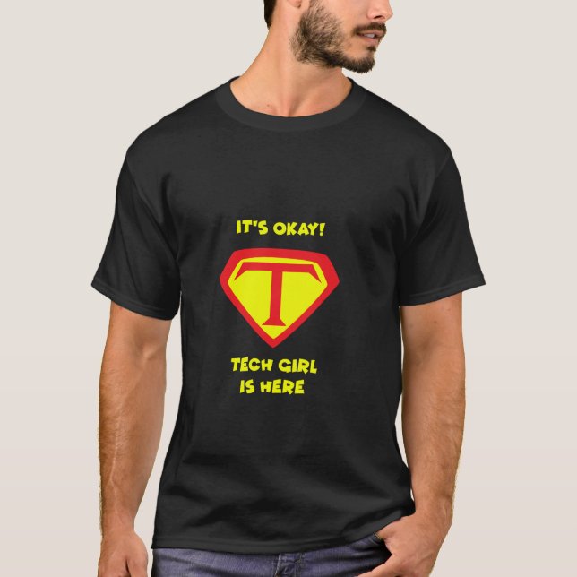 Tekniska Support Flickor Kvinnlig Datorteknik T Shirt (Framsida)