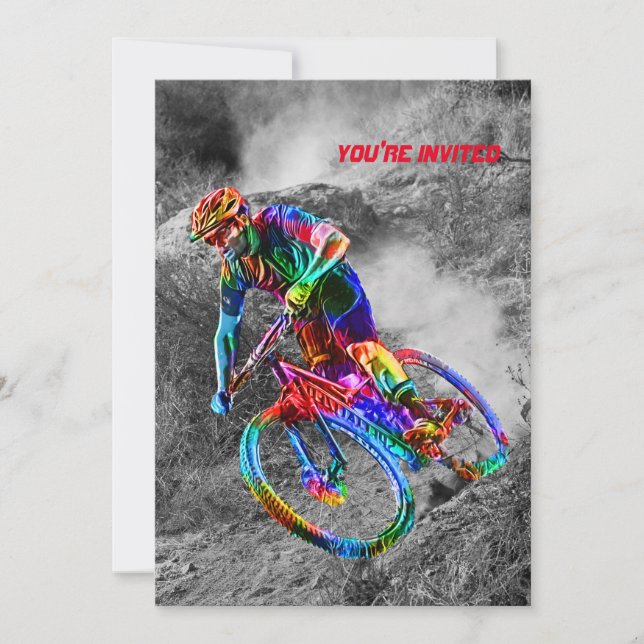 Tekniskt bergsformat Biker Tävla Ned ett spår Inbjudningar (Framsida)