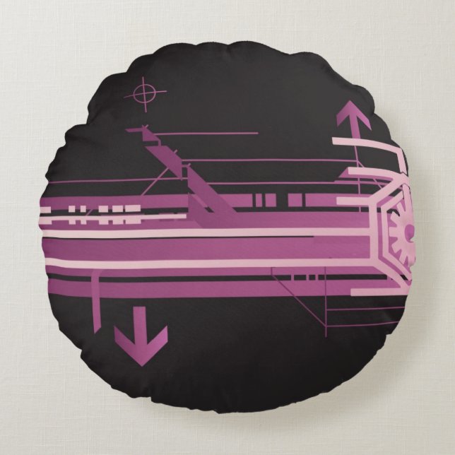 Tekniskt halvtonmönster rund kudde (Framsidan)