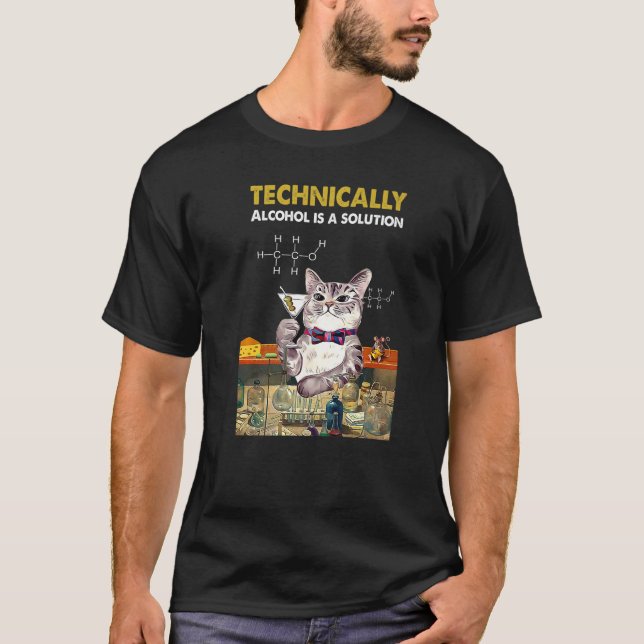 Tekniskt sett är alkohol en lösningskemi Drinki T Shirt (Framsida)