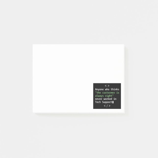 Tekniskt support-humor för kundservice post-it block (Framsida)