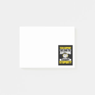 Tekniskt support-humor - Kan inte fixa dumhet Post-it Block