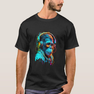 Tekno Disco Rave Monkey DJ Monkey Hörlurar för T Shirt