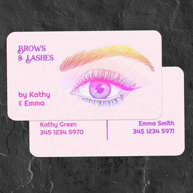 Teknologi för två Namn-streck Visitkort (Two Names Brows Lashes Tech Business Cards)