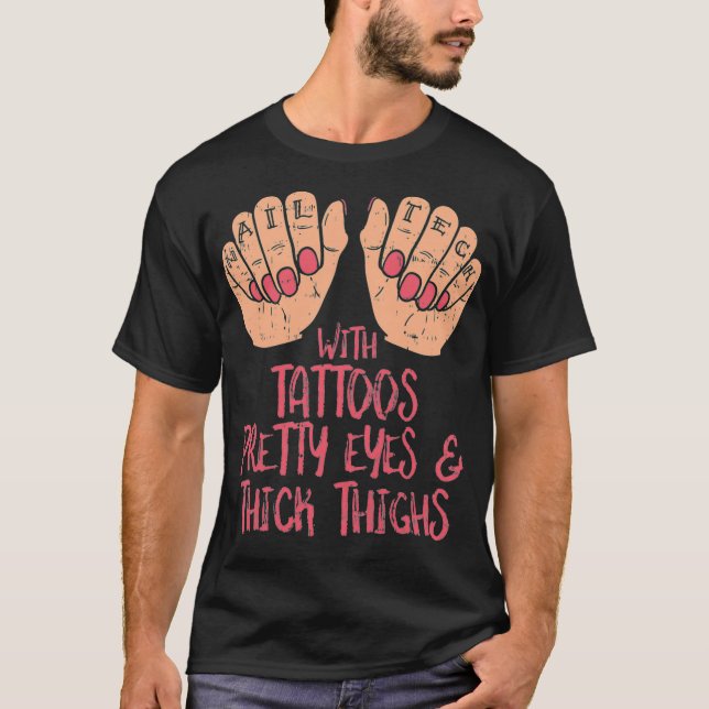 Teknologi vid Nagel med tattoos Söt Ögon tjock T Shirt (Framsida)