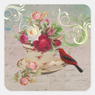 Tekopp 1-klistermärken fyrkantigt klistermärke