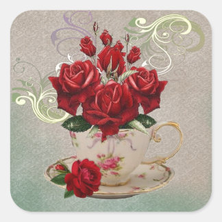 Tekopp 3-klistermärken fyrkantigt klistermärke