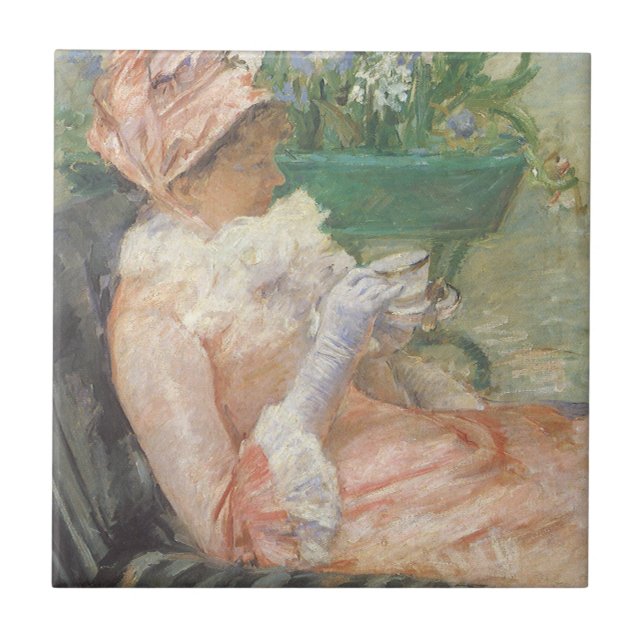 Tekopp av Mary Cassatt, Vintage Impressionism Kakelplatta (Framsidan)