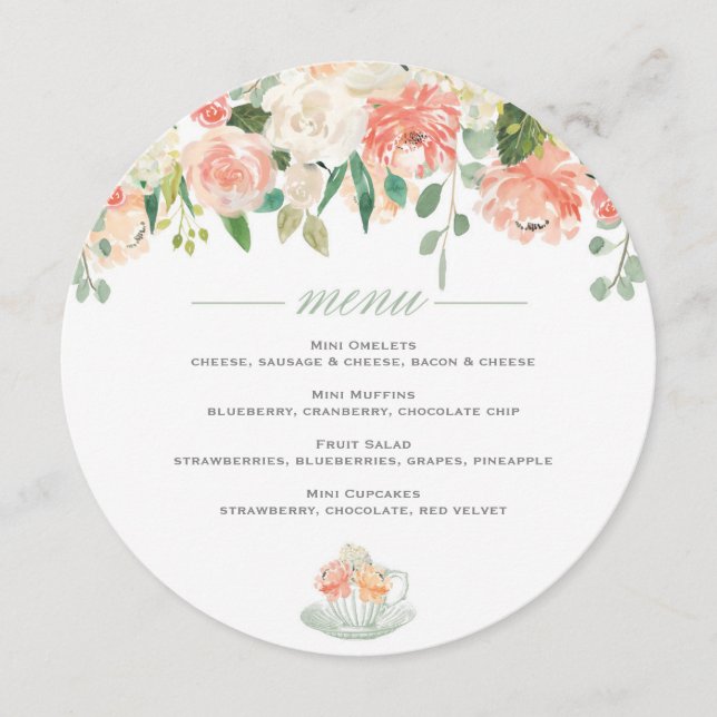 Tekopp Baby Shower Meny Rund (Framsida)