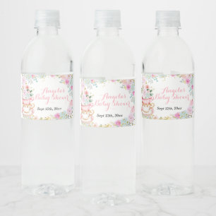 Tekopp Baby Shower Pastell Blommig Vattenflaska Et Vattenflaskor Etikett