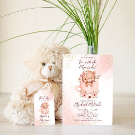 Tekopp-barnkalas baby shower rosa teddy i en kopp inbjudningar