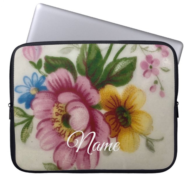 Tekopp Blomsterbukett Laptop Fodral (Framsidan)