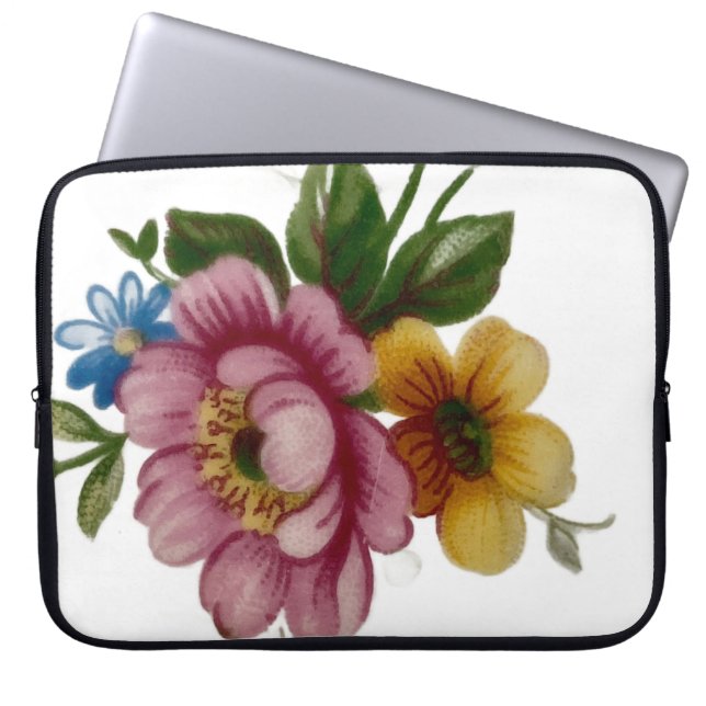 Tekopp Blomsterbukett Laptop Fodral (Framsidan)