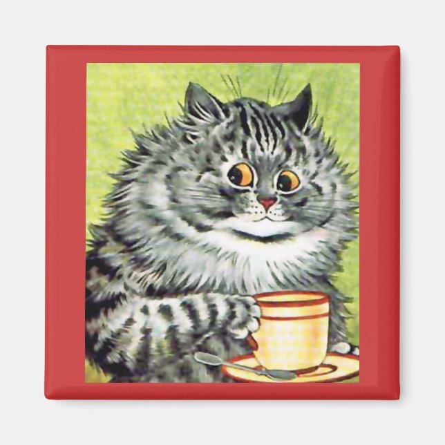 Tekopp Cat Magnet av Louis Wain (Framsidan)
