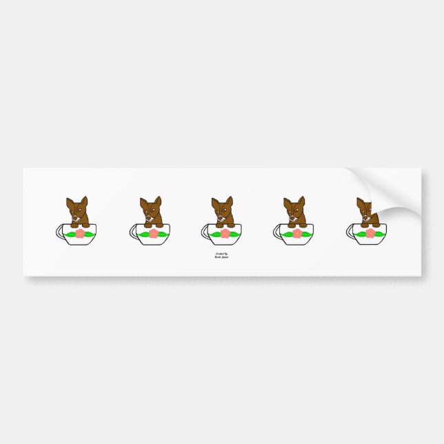 Tekopp Chihuahua Bumper Sticker Bildekal (Framsidan)