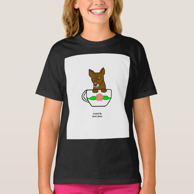 Tekopp Chihuahua Girls Black Basic T Shirt (Framsida)