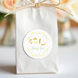 Tekopp Floral Baby Shower Runt Klistermärke
