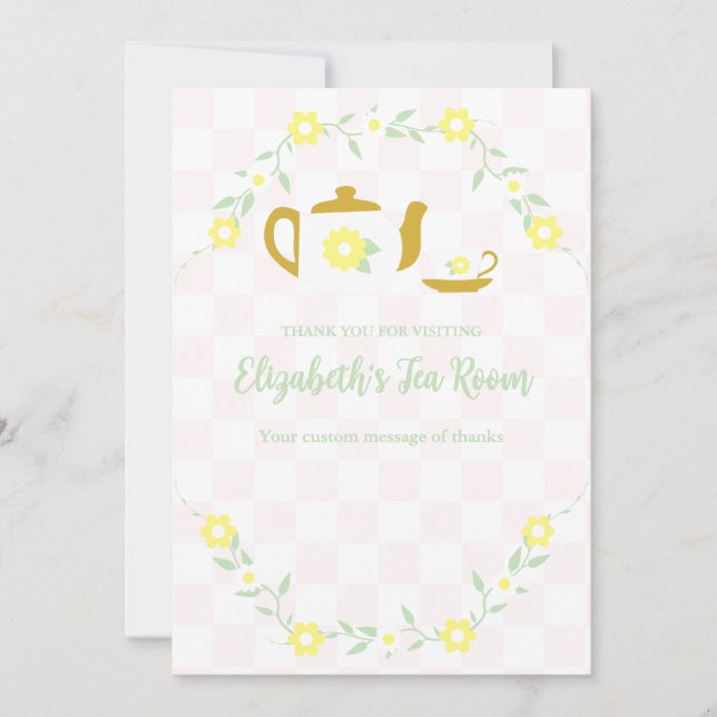 Tekopp Floral Baby Shower Tack Kort (Framsida)
