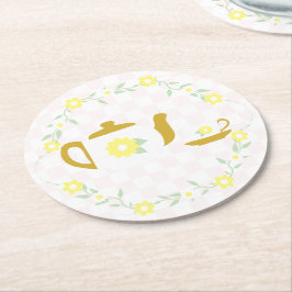 Tekopp Floral Baby Shower Underlägg Papper Rund