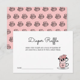 Tekopp & Flowers Baby Shower Diaper Raffle Biljett Inbjudningar