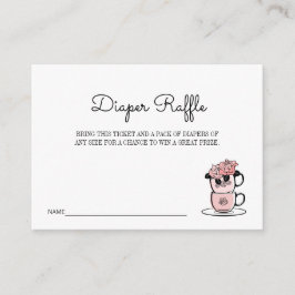 Tekopp & Flowers Baby Shower Diaper Raffle Biljett Tilläggskort