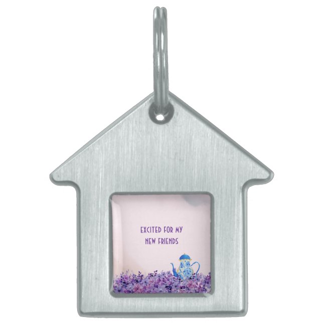 Tekopp för två tvillingar inramad hundhalsband ID-bricka husdjur (Framsidan)