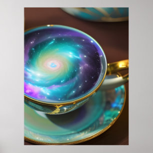 Tekopp fylld med Galaxy Poster