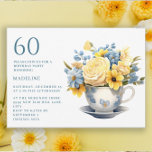 Tekopp Gult Blåa blommor 60:e födelsedagen Inbjudningar<br><div class="desc">Söt lilla tekopp med blått och gula blommor, sextionde födelsedagsfest inbjudan. Inbjudan kan köpas med utskrift eller som en digital inbjudan till med familj och vänner på social-media eller via e-post. Kontakta mig om du behöver hjälp med dina anpassningar eller om du vill be om ytterligare matchning eller samordning av...</div>