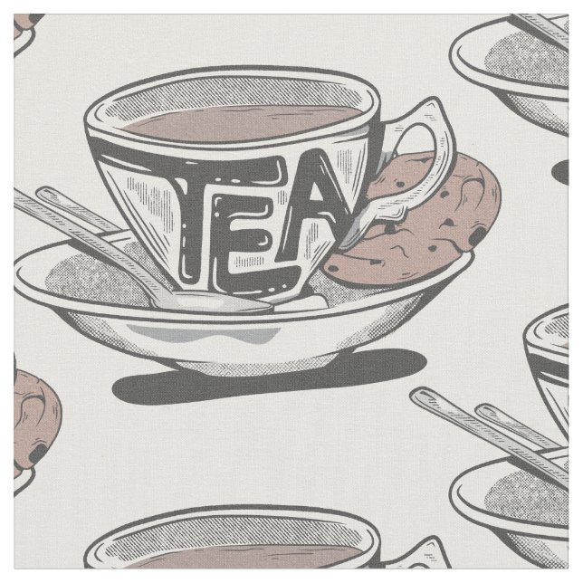 Tekopp och aucer tyg (Närbild)