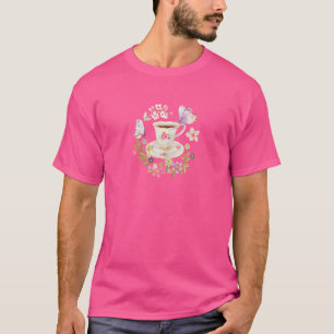 Tekopp och Söt Blommor och fjäll T Shirt