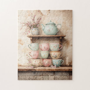 Tekopp och Tea Pot Set Rustic Pussel