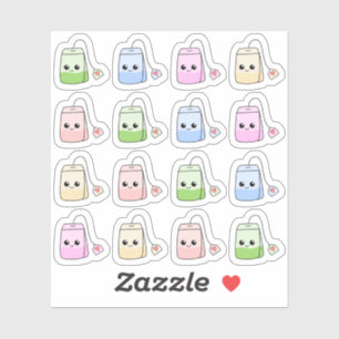 Tekopp Omtugg Tea Time Söt Kawaii Bujo Planner Klistermärken