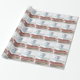 Tekopp på bokbunt presentpapper