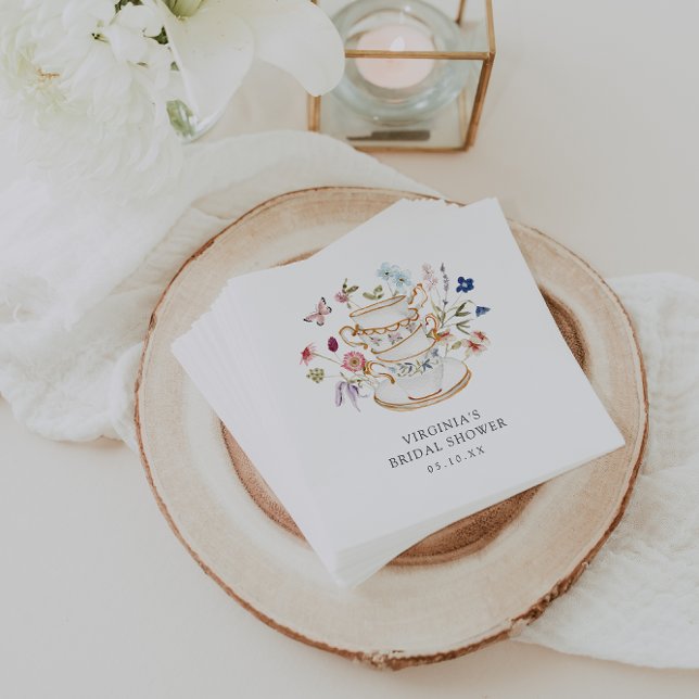 Tekopp Pappersservietter Pappersservett (Elegant Wildflower Tea Party Paper Napkin by Painted Paperie
)
