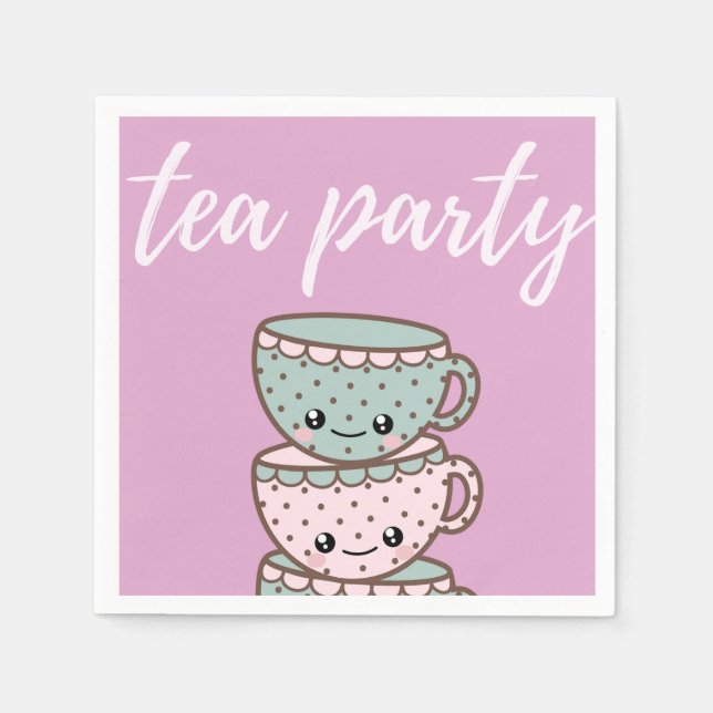 Tekopp Rosa Tea Party Pappersservett (Framsidan)