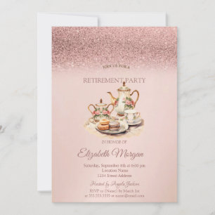 Tekopp Rose Gold Glitter Pension  Inbjudningar