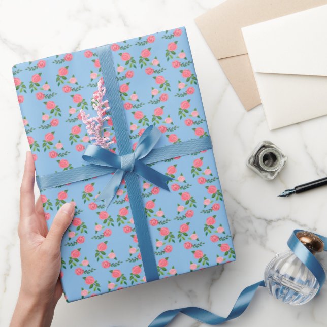 Tekopp Rosor Mönster Söt Blommig Feminim Söt  Presentpapper (Gifting)