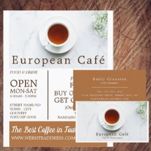 Tekopp & Saucer, Barista, Café, Coffehouse Advert Flygblad