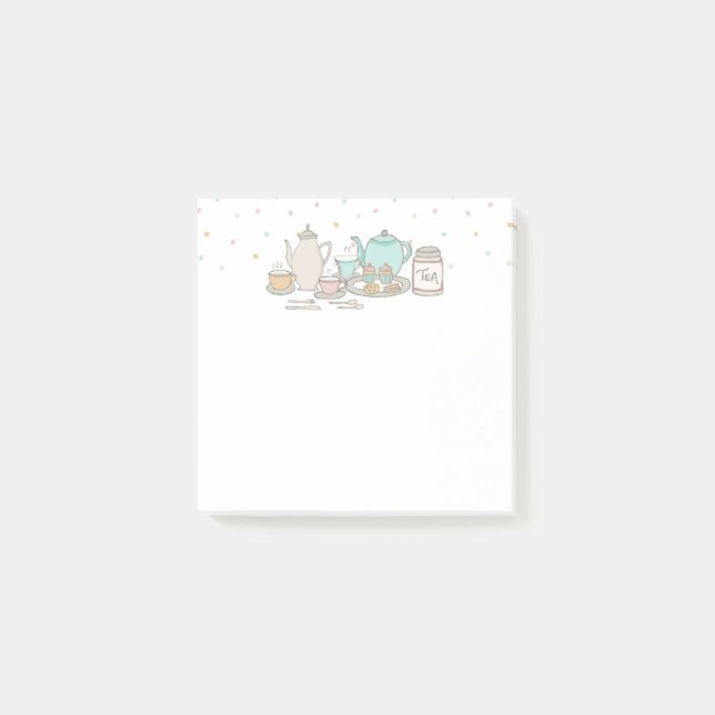Tekopp sett Hög Tea Post-It Notepad Block (Framsida)