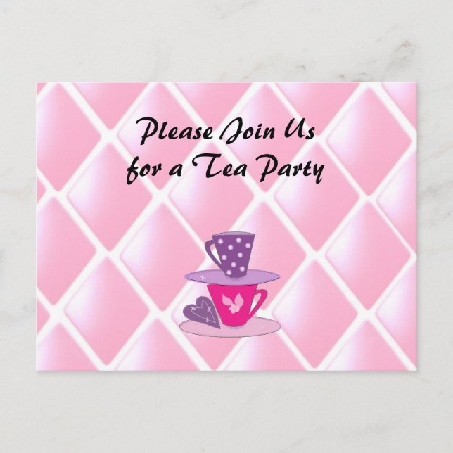 Tekopp-stackning Tea Party-inbjudan Inbjudan Vykort (Framsida)