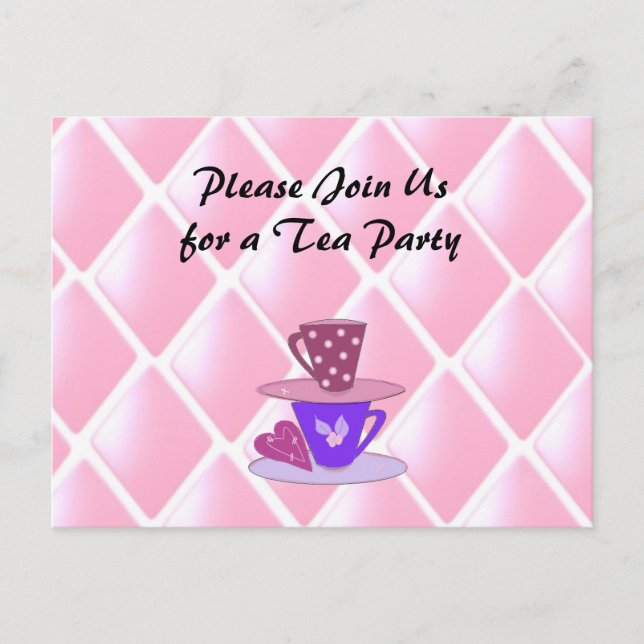 Tekopp-stackning Tea Party-inbjudan Inbjudan Vykort (Framsida)