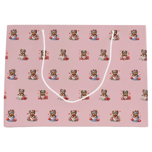 Tekopp Yorkie Alla hjärtans dag - Rosa (Framsidan)