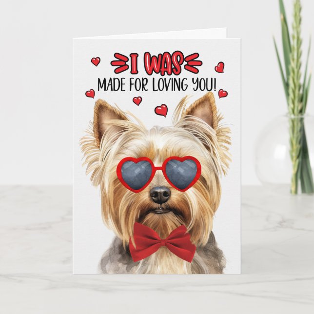 Tekopp Yorkie Hund Made for Loving You Valentine Helgkort (Framsida)