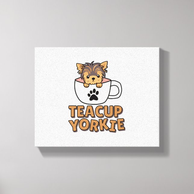 Tekopp Yorkie puppy Canvastryck (Framsida)