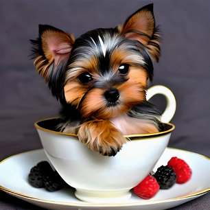 Tekopp Yorkie Puppy i en Tekopp-Poster Poster