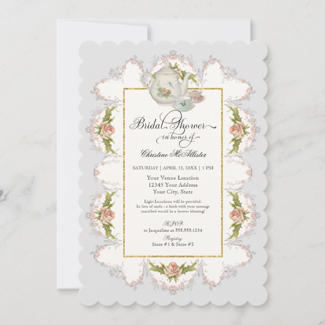 Tekoppar för tekanna n för party för möhipparoTea Inbjudningar (Framsida)